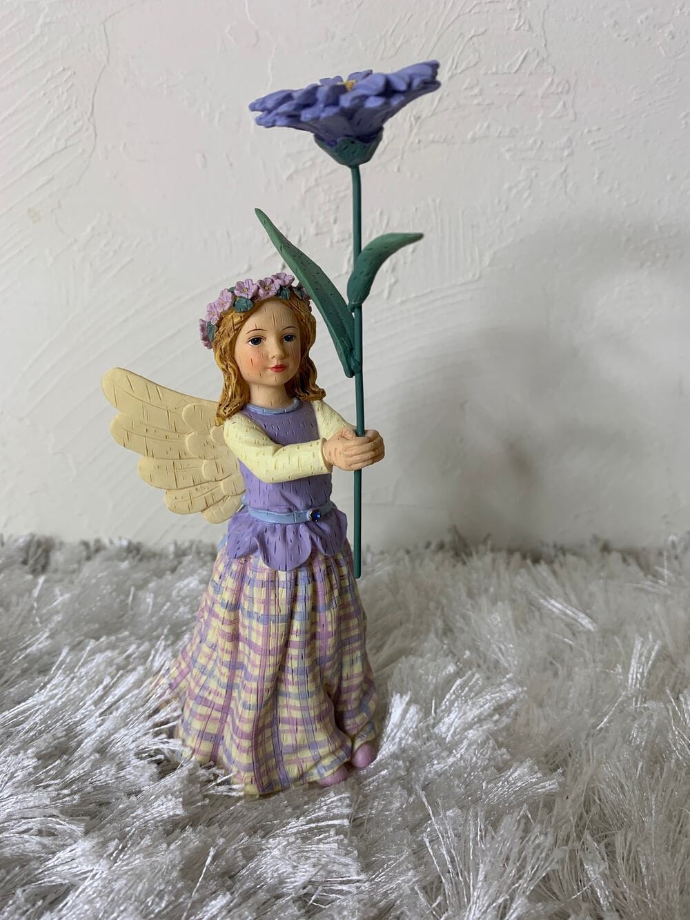 Wildflower Angels Asters for September Figurine Purple Yellow Flower Crown